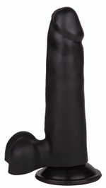 Фаллоимитатор чёрного цвета на присоске - 16,5 см. (Цвет: черный)