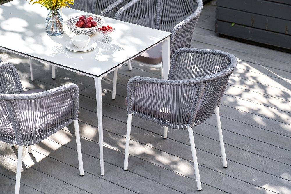 "Малага" обеденный стол из HPL 140х80см, цвет молочный, каркас белый