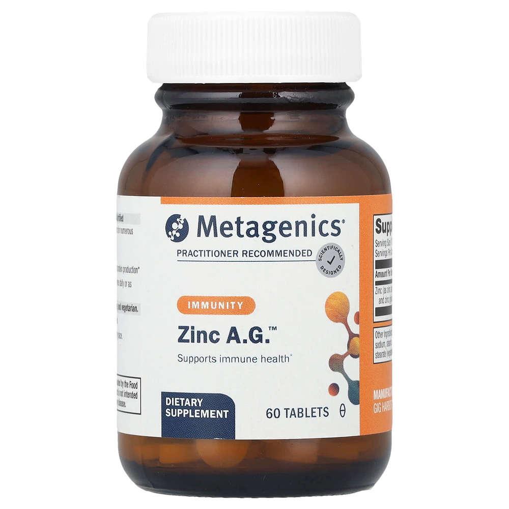 Metagenics, Zinc A.G.™, цинк, 20 мг, 60 таблеток
