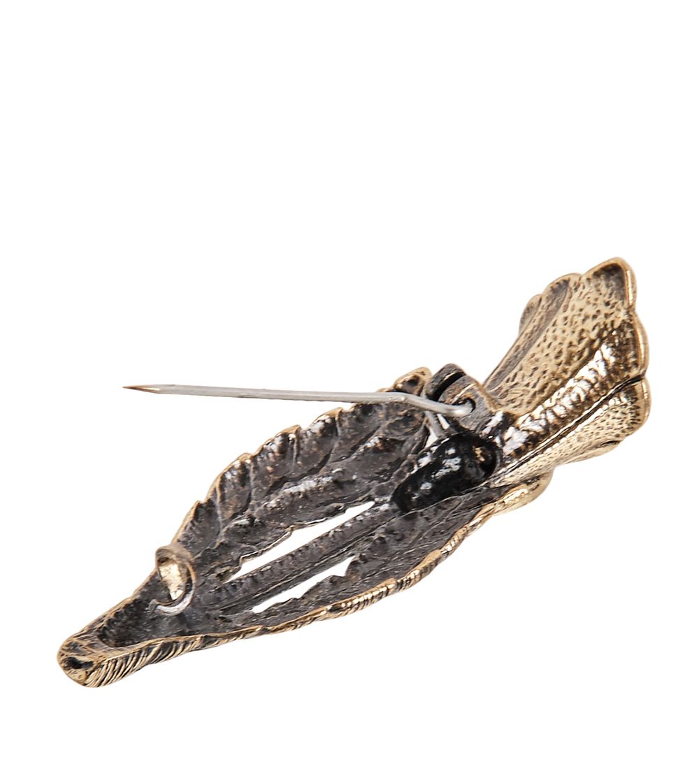 AM-1802 Брошь «Калла» (латунь, янтарь)