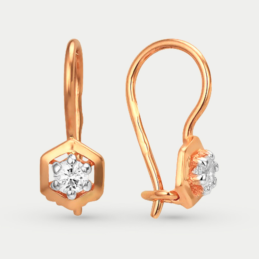 Серьги детские с фианитами из розового золота 585 пробы (арт. 40134200)