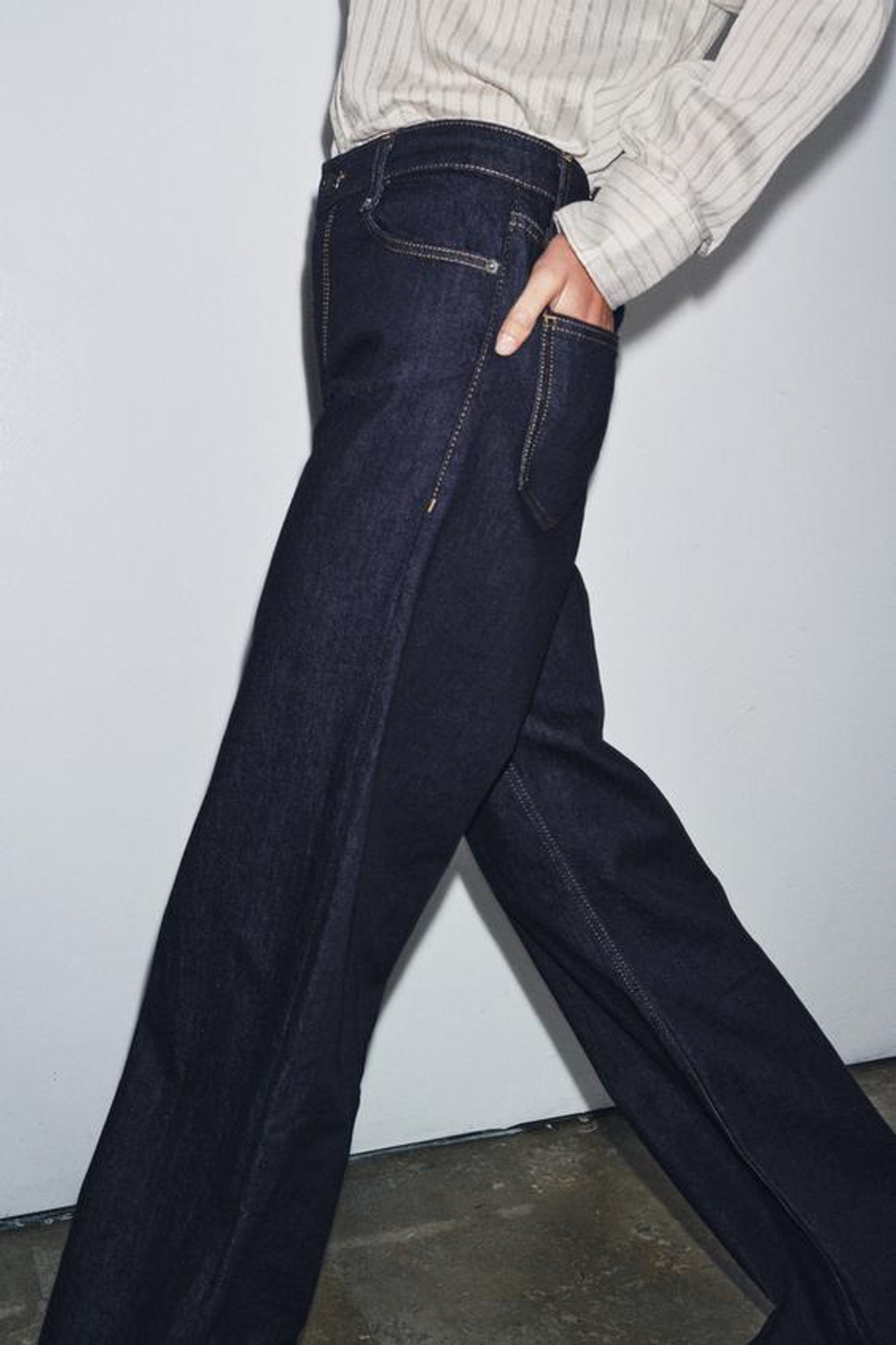 ZARA ДЖИНСЫ WIDE LEG С ВЫСОКОЙ ПОСАДКОЙ — ZW COLLECTION, СИНИЙ