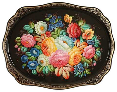 Жостовский поднос декоративный, размер 60х47 см (A31), металлический