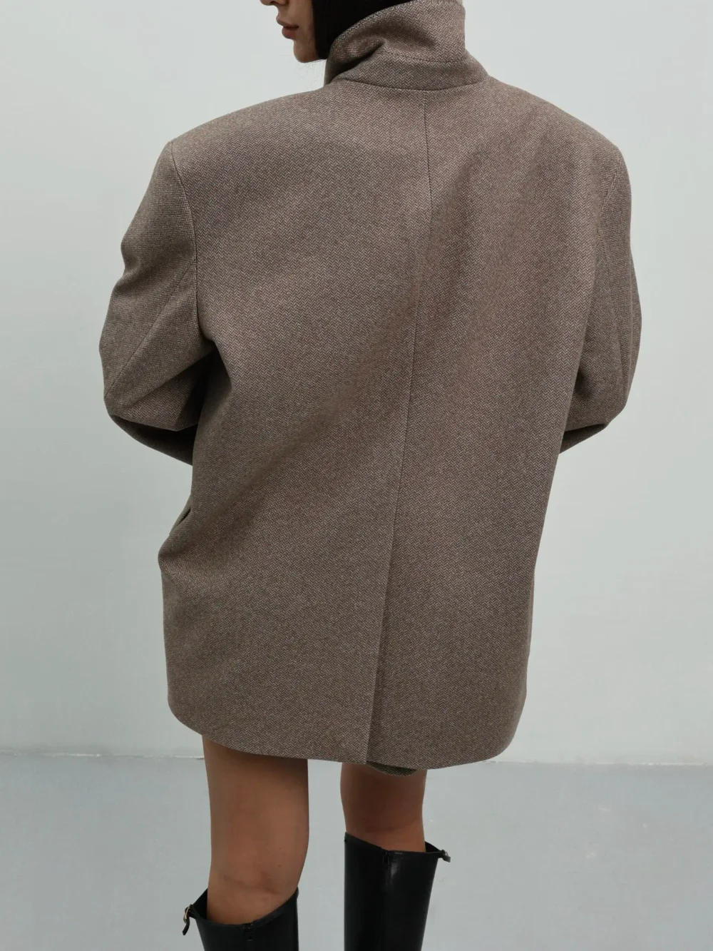 Пиджак оверсайз с объемными плечами, Коричневый