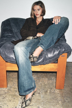 ZARA ТУФЛИ С ОТКРЫТОЙ ПЯТКОЙ И АНИМАЛИСТИЧЕСКИМ УЗОРОМ, ЗМЕИНЫЙ ПРИНТ