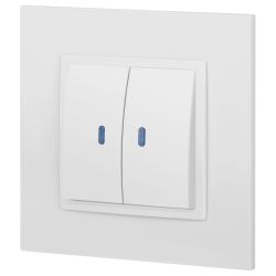 Выключатель ЭРА Elegance 14-1105-01 двойной с подсветкой 10АХ-250В IP20 белый