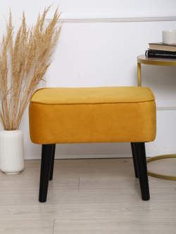 Пуф "Donatello"антивандальный велюр горчичный/венге