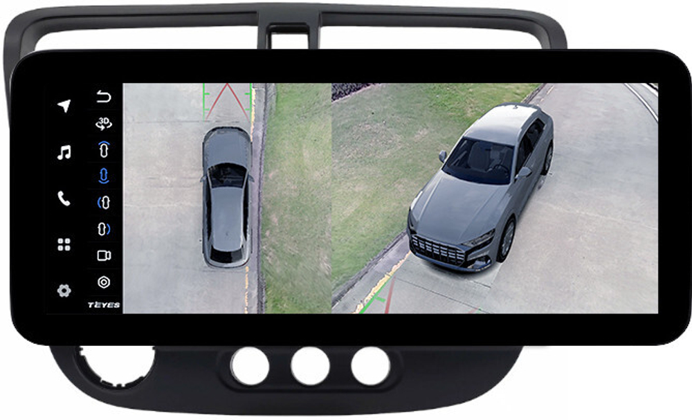 Магнитола для Honda Civic 7 2001-2005 левый руль - Teyes LUX ONE 360 монитор 12.3" 2K QLED на Android 10, 6Гб+128Гб, CarPlay, 4G SIM-слот, 4 камеры в комплекте