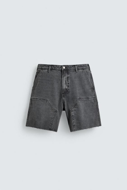 ZARA ШОРТЫ КАРГО С КАРМАНОМ, ТЕМНО-СЕРЫЙ