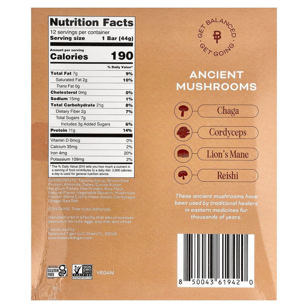 Balanced Tiger, протеиновый батончик, со вкусом ванильного чая, 12 батончиков по 44 г (1,55 унции)