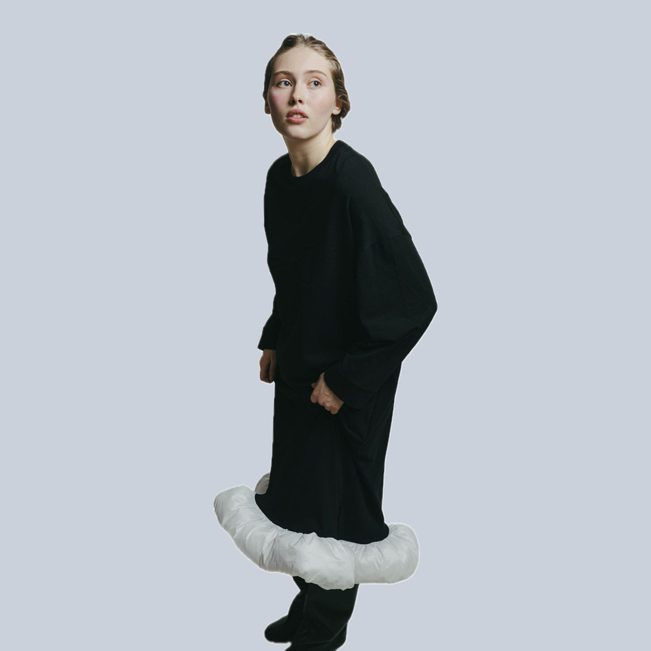 Платье Women Thumbelina Dress with Long Sleeves Middle, Black and White