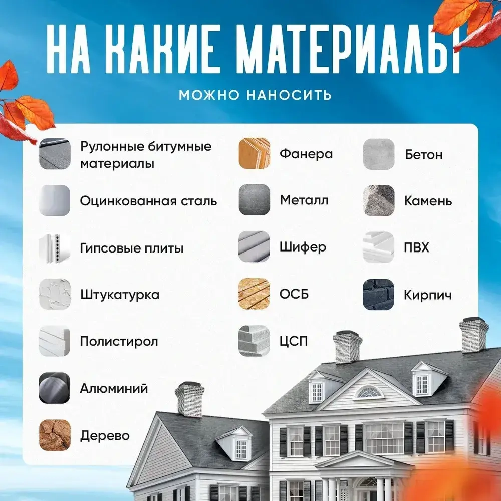 Жидкая резина Plansher для гидроизоляции для ремонта кровли, крыши, и фундамента, 20 литров, мастика антикоррозийная полимерно-битумная
