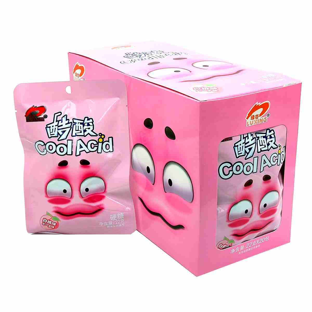 Кислые леденцы Luxing Cool Acid со вкусом персика, 22 г 20 шт