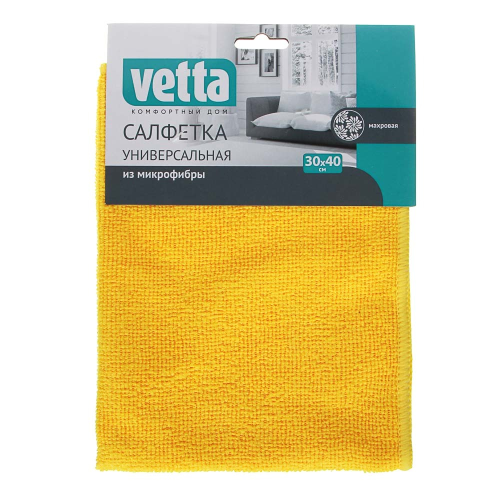 VETTA Салфетка из микрофибры махровая, универсальная, 30х40см, 220г/кв.м., 4 цвета