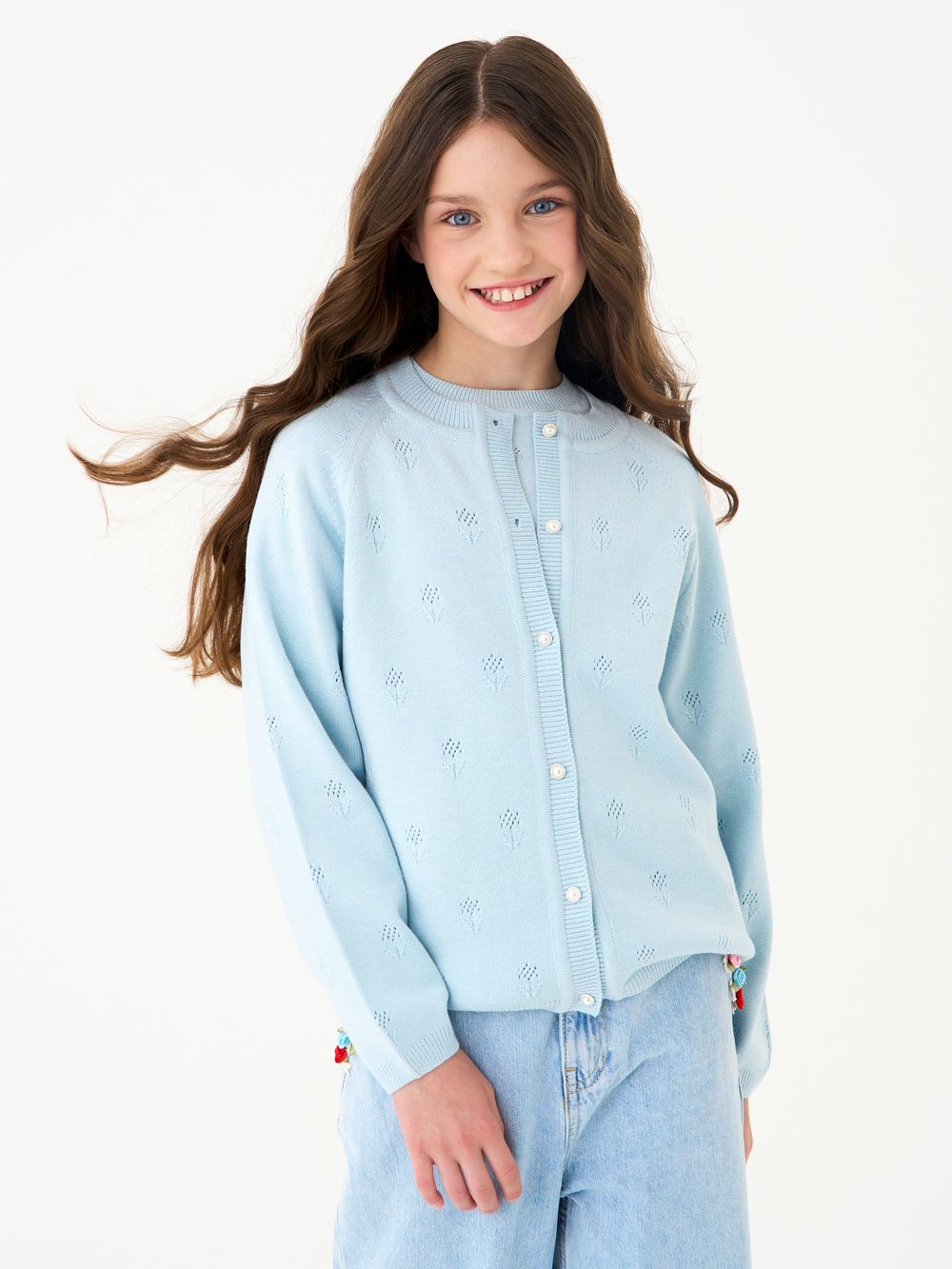 Кардиган для девочки AT1383 голубой