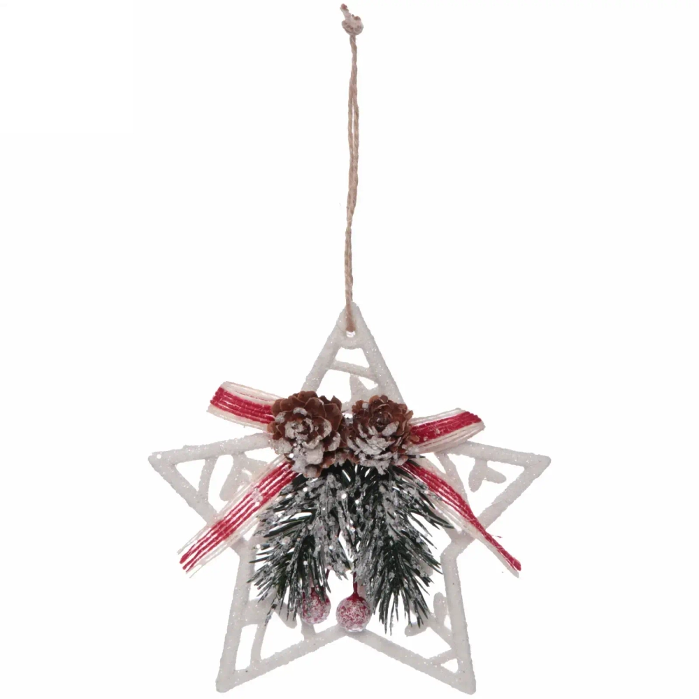 Подвеска елочная БЛЕСК «Звезда» 11,5 см, Белый
