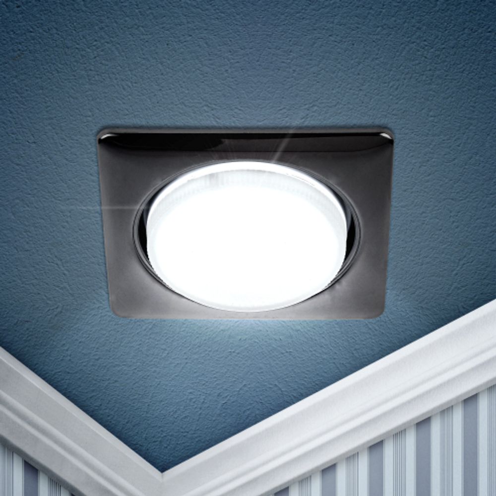 Светильник встраиваемый ЭРА KL71 BK /1 (к) под лампу GX53 черный металл термокольцо в комплекте | Встраиваемые светильники Для ламп GX53