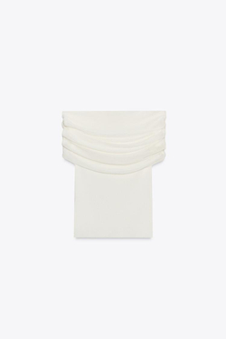 ZARA ТРИКОТАЖНЫЙ ТОП С ОТКРЫТЫМИ ПЛЕЧАМИ, ЭКРЮ