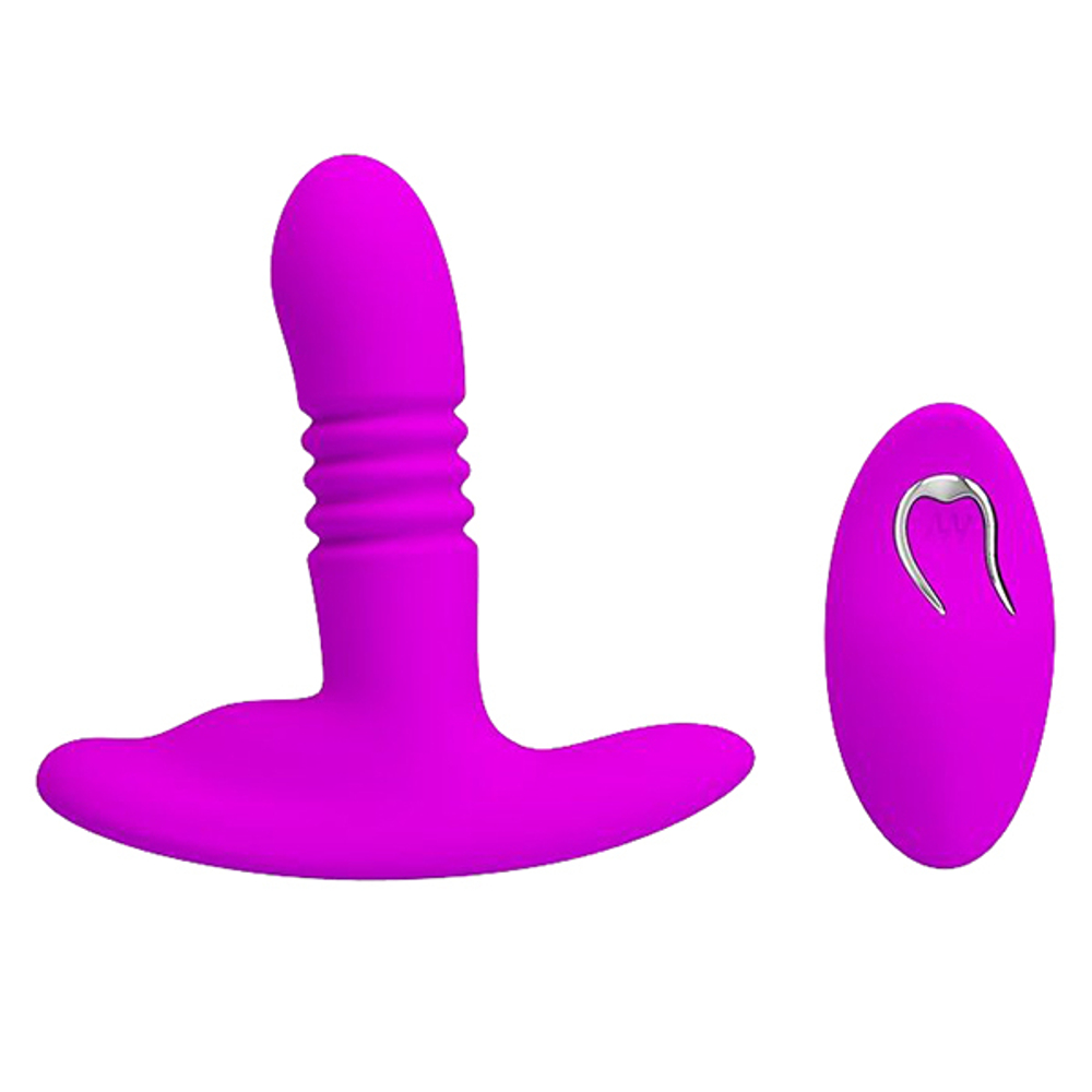 Лиловый анальный вибростимулятор 12,3см с пультом ДУ Baile Heather BI-014647W