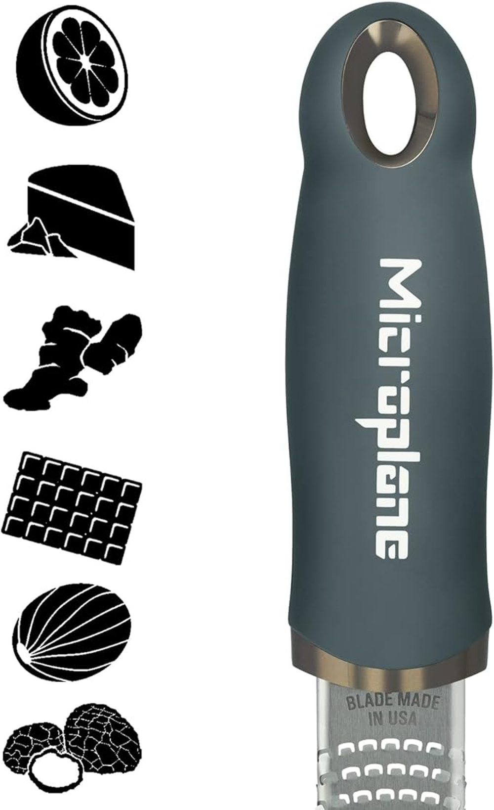 Терка Microplane After Dark Grey для цитрусовых, твердых сыров, имбиря, шоколада, мускатного ореха и трюфелей, с лезвиями из нержавеющей стали - Сделано в США