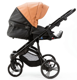 Детская коляска Adamex Lanti Deluxe 2 в 1 LN-SD109 (КАРАМЕЛЬ.КОЖА + ЧЕРН. КОЖА)