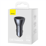 Автомобильная зарядка Baseus Golden Contactor Pro Triple Fast Charger Car Charger U+C+C 65W - Dark Gray