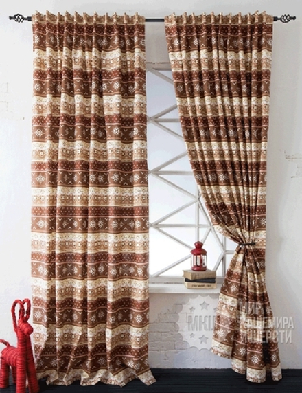 Хлопковые шторы: УОЛИС (арт. BL01-219-01)  - (170х270)х2 см.  - (Возможна высота 250 см.) - коричневые