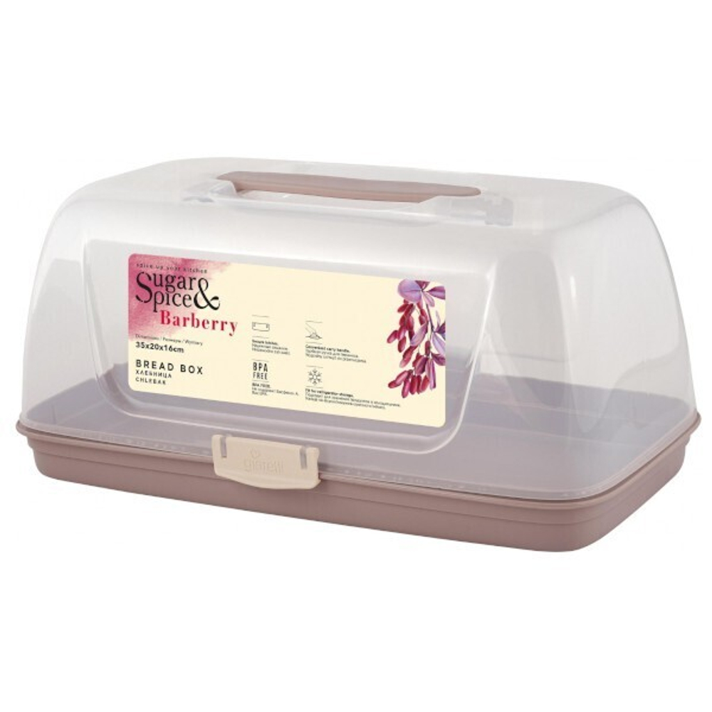 Хлебница Sugar&Spice Barberry с защелками и ручкой 35x20x16см латте