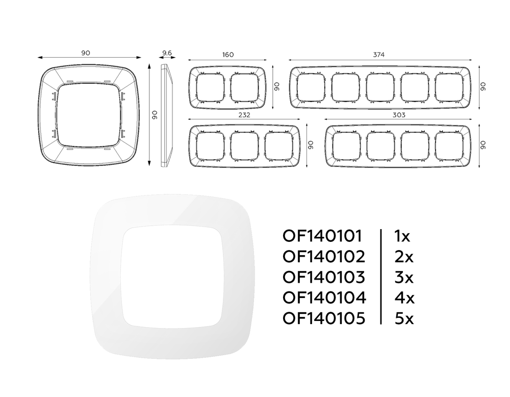 OF140105 Рамка OMEGA Ecta (Белый глянец) 5-ая