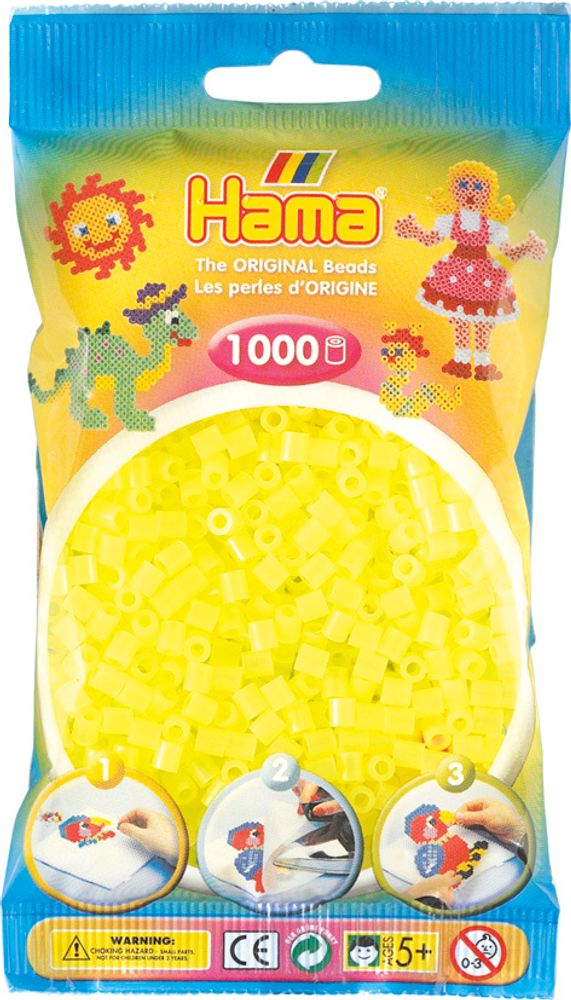 Hama Бусинки для термомозаики MIDI жёлтый неон, 1000 шт. (207-34)