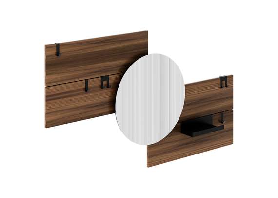 Вешалка Stripe M горизонтальная с зеркалом D 60 см (орех)