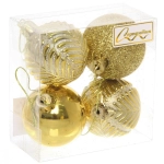 Новогодние шары 5 см (набор 4 шт) «Микс фактур», золотой