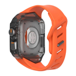 Спортивный ремешок-чехол Aulumu A01 Carbon Fiber Cover для Apple Watch Ultra 2–3 Полупрозрачный поликарбонатный чехол с накладкой из углеродного волокна и водостойкий ремешок в футуристическом стиле из фторэластомера с алюминиевой застёжкой pin-and-tuck.