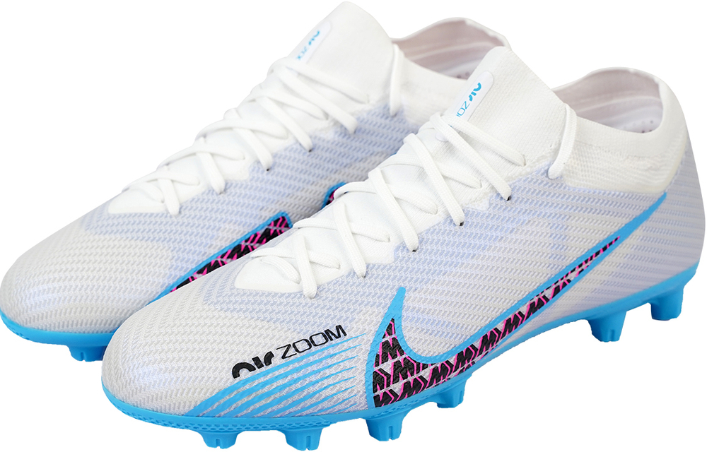 Nike Air Zoom Vapor 15 Mercurial Pro Assassin 15 Round Head Comfortable HG (rubber short nails) wear-resistant breathable football shoes men's white and Blue