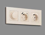 AP3270 Лицевая панель ALFA (Бежевый матовый) для электрической розетки с/з со шторками QUANT