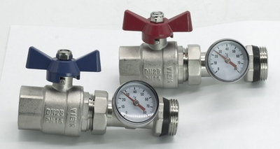 Кран шаровой с полусгоном и термометром  1" (ПРЯМОЙ)  ViEiR  (20/1пар)