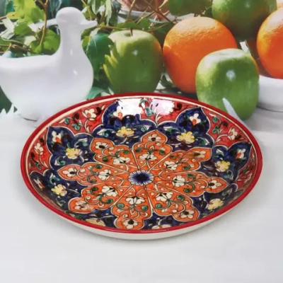 Тарелка глубокая 24см Qora galam микс Риштанская Керамика