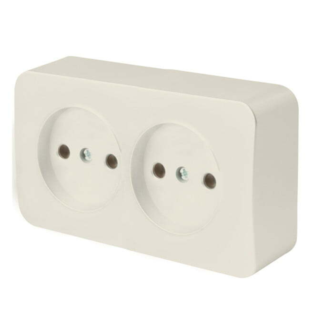 Розетка 2-местная б/з открытой установки. 250В. 10А. IP20. серия София. слоновая кость. MST10-12-04