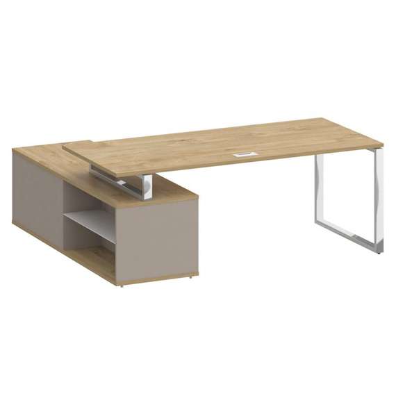 Shift Стол руководителя с опорной греденцией, правый SK.SRG-200 (R) Тиквуд Светлый/Капучино 2000*180