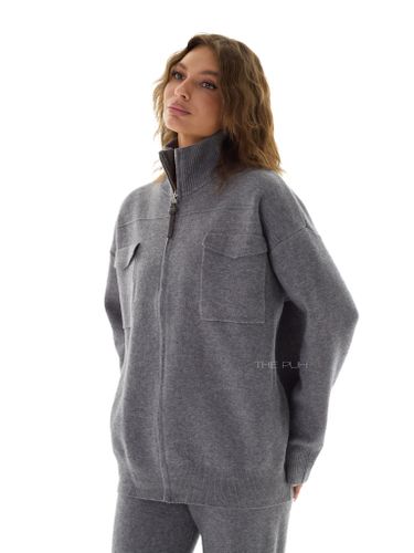 Трикотажный костюм с карманами темно-серого цвета