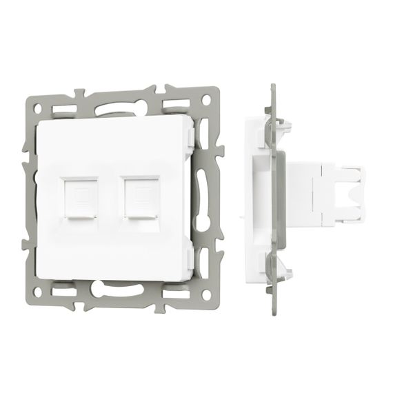 Механизм компьютерной розетки двойной SCT-MPC2-PL-WH (RJ-45, CAT6) Arlight 045336