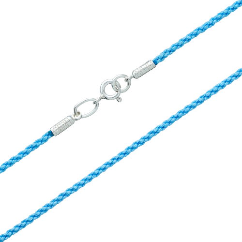 Гайтан текстильный/Серебро/Голубой