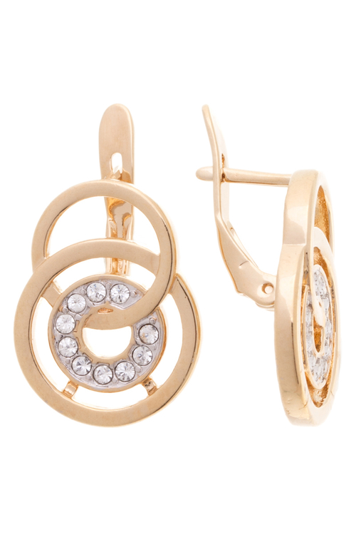 "Сатурнио" серьги в золотом покрытии из коллекции "Saturnio" от Jenavi  с английским замком