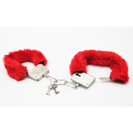 Наручники металлические с мехом красные Onjoy BDSM Metal Cuffs (Цвет: красный)