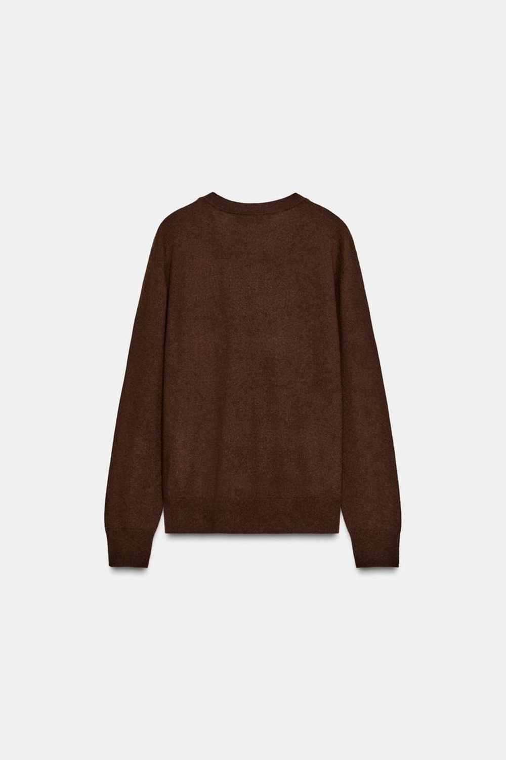 ZARA СВИТЕР ИЗ 100% ЭКСТРАМЯГКОЙ ШЕРСТИ, КОРИЧНЕВЫЙ