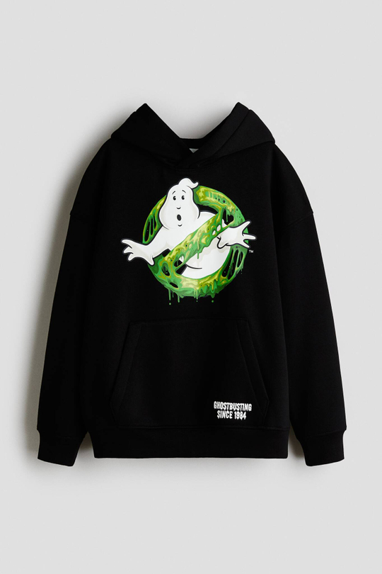 H&M Толстовка с капюшоном и принтом, черный