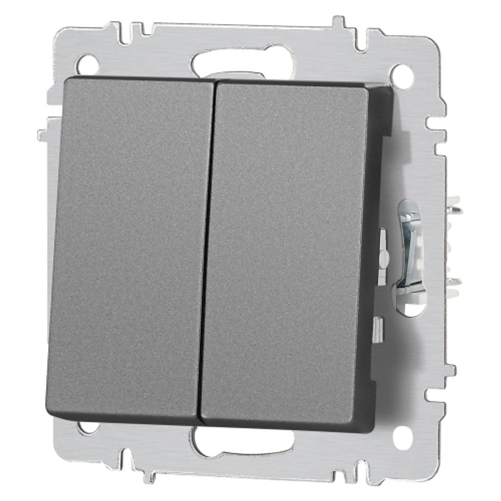 Выключатель Intro Accent 6-104-07 двойной, 10А-250В, IP20, СУ, AL/CU, графит | Intro