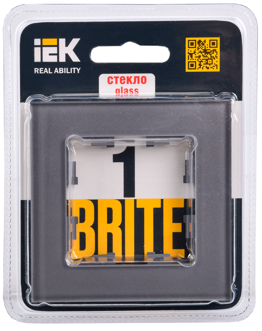 BRITE Рамка 1 -местная РУ-1-2-БрСе стекло серый IEK