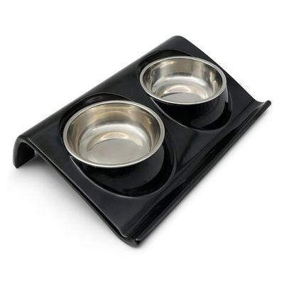 Миска двойная на меламиновой подставке SuperDesign Z формы 2 х 160 мл черная