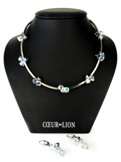 4489 Coeur de Lion колье с кристаллами Сваровски.  Радужно-бриллиантовые кристаллы классической огранки и металл.